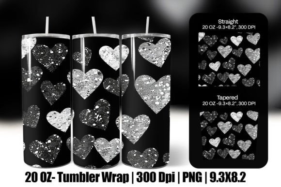 Download Black Valentine Heart Tumbler Wrap Png - Tumbler Collection