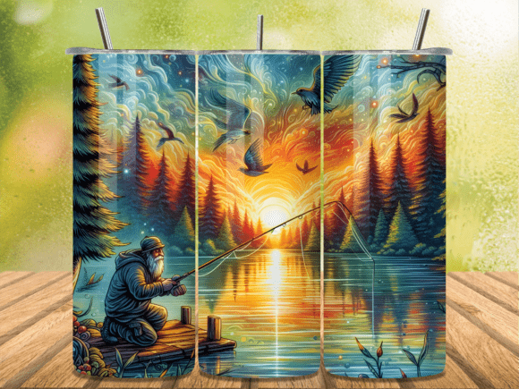 Download Sunset Fisherman Dock Scene Tumbler Wrap - Tumbler Collection