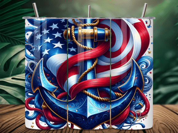 Download US Flag Anchor Nautical Tumbler Wrap PNG - Tumbler Collection