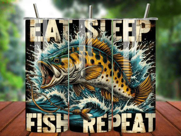 Download Eat Sleep Fish Repeat Tumbler Wrap V.4 - Tumbler Collection