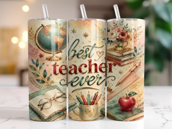 Download Best Teacher Ever Floral Tumbler Wraps - Tumbler Collection