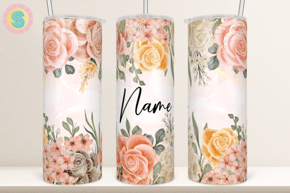Download Floral Add Your Own Name Tumbler Wrap - Tumbler Collection