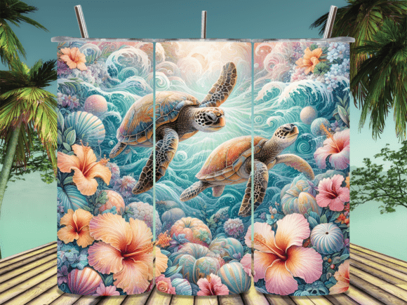 Download Sea Turtles over Tropical Tumbler Wrap - Tumbler Collection