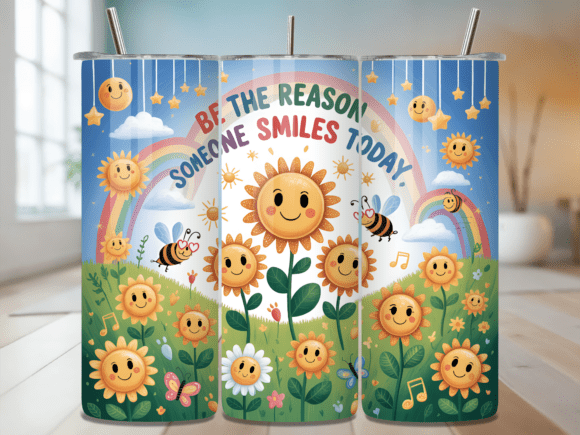 Download Happy Flowers Motivational Tumbler Wrap - Tumbler Collection