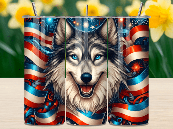 Download Blue Eyes Husky July 4th Tumbler Wrap - Tumbler Collection