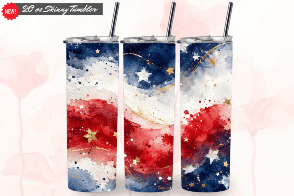 Download Watercolor American Flag Tumbler Wrap PN - Tumbler Collection