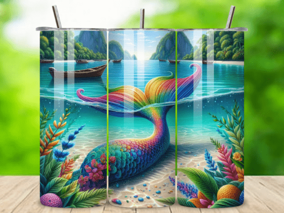 Download Mermaid Ocean Nautical Tumbler Wrap V.3 - Tumbler Collection