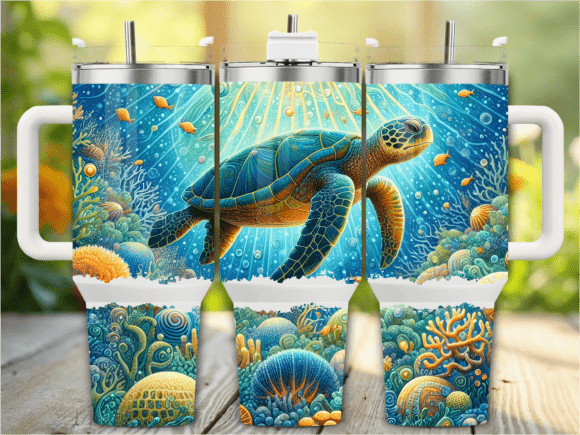 Download Coral Reef Sea Turtle 40oz Tumbler Wrap - Tumbler Collection