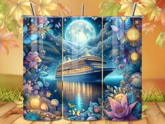 Download Moonlight Cruise Ship Ocean Tumbler Wrap - Tumbler Collection