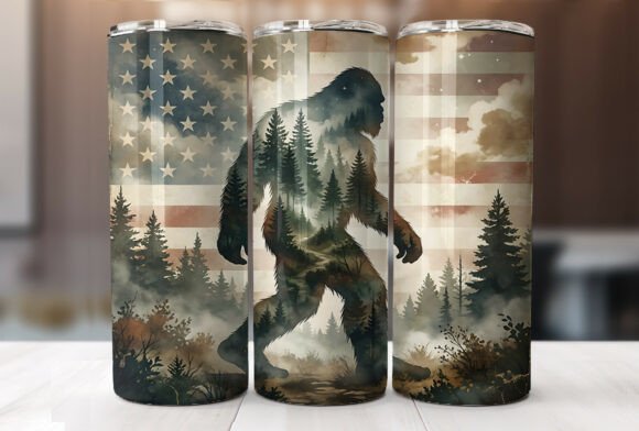 Download Bigfoot Forest American Flag Tumbler PNG - Tumbler Collection
