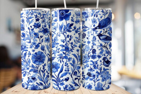 Download Vintage Bird &amp; Flowers Tumbler Wrap - Tumbler Collection