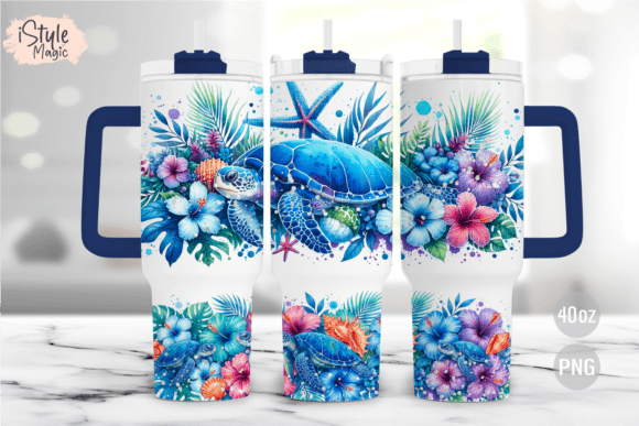 Download Summer Sea Turtle 40oz Tumbler Wrap PNG - Tumbler Collection