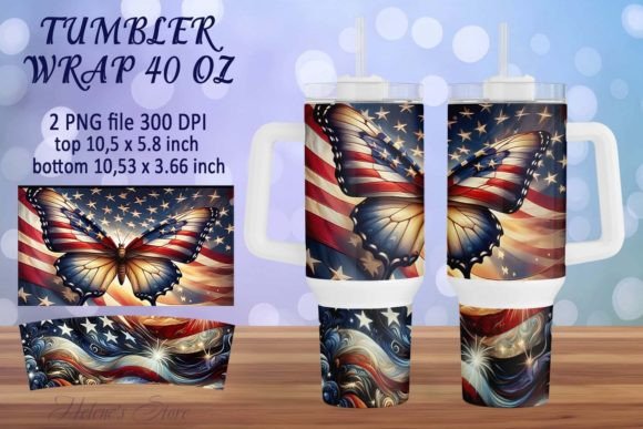 Download Butterfly Patrioitc 40oz Tumbler Design - Tumbler Collection