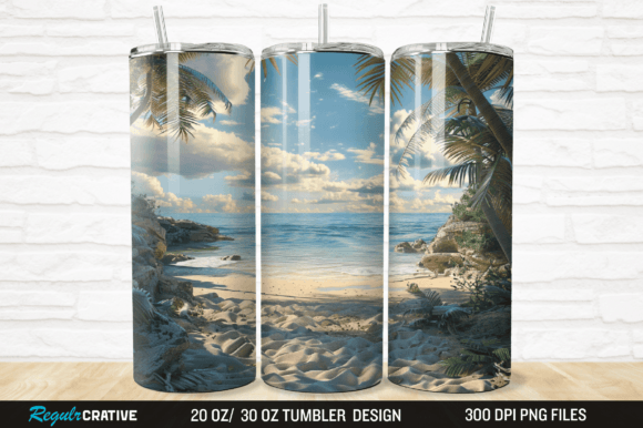 Download 3D Beach Tumbler Wrap 20 Oz and 30 Oz - Tumbler Collection