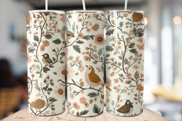 Download Vintage Bird &amp; Flowers Tumbler Wrap - Tumbler Collection