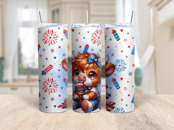 Download July 4th Highland Cow 20oz Tumbler Wrap - Tumbler Collection