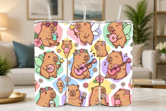 Download Cute Kawaii Capybara Tumbler Wrap - Tumbler Collection