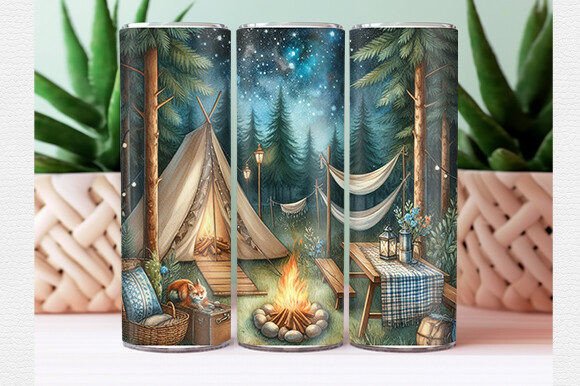 Download Summer Camping Tumbler Wrap - Tumbler Collection