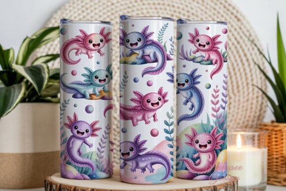 Download Cute Pastel Axolotl Tumbler Wrap PNG - Tumbler Collection