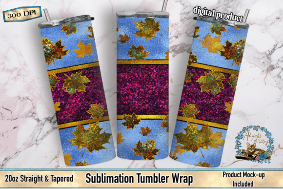 Download Festive Fall Leaves Tumbler Wrap - Tumbler Collection