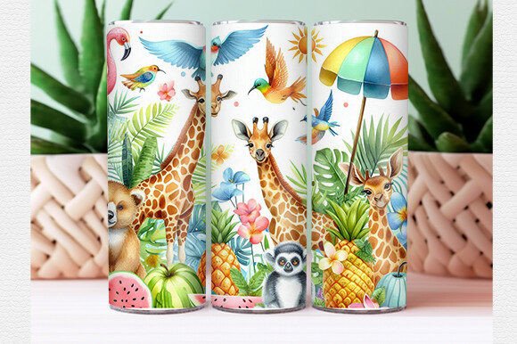 Download Watercolor Tropical Animal Tumbler Wrap - Tumbler Collection