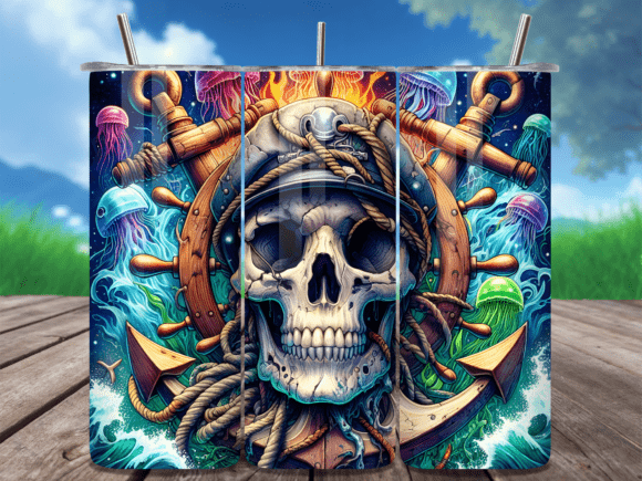 Download Pirate Skull Nautical Tumbler Wrap - Tumbler Collection