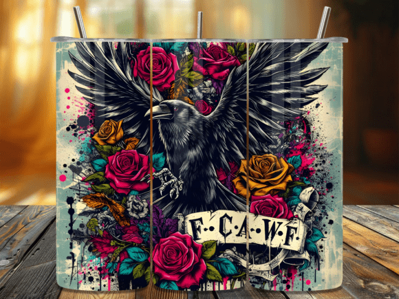 Download Crow Wings Floral Banner Tumbler Wrap - Tumbler Collection