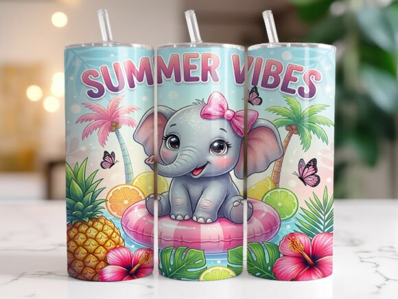 Download Summer Vibes Elephant Tropical Tumbler - Tumbler Collection