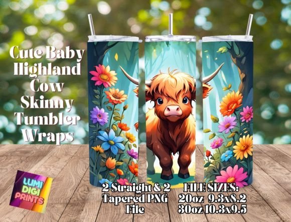 Download Highland Cow Watercolor Tumbler Wrap PNG - Tumbler Collection