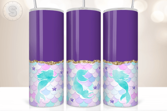 Download Purple Mermaid Gold Glitter Tumbler Wrap - Tumbler Collection
