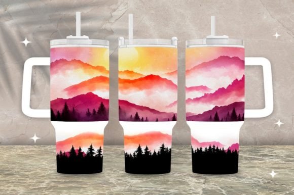 Download 40 Oz Sunset Design Tumbler Wrap Png - Tumbler Collection