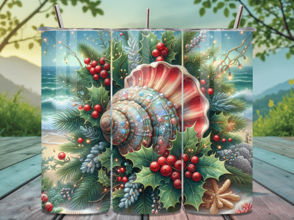Download Christmas Seashell Nautical Tumbler Wrap - Tumbler Collection