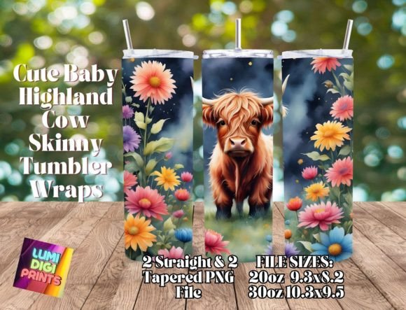Download Highland Cow Watercolor Tumbler Wrap PNG - Tumbler Collection
