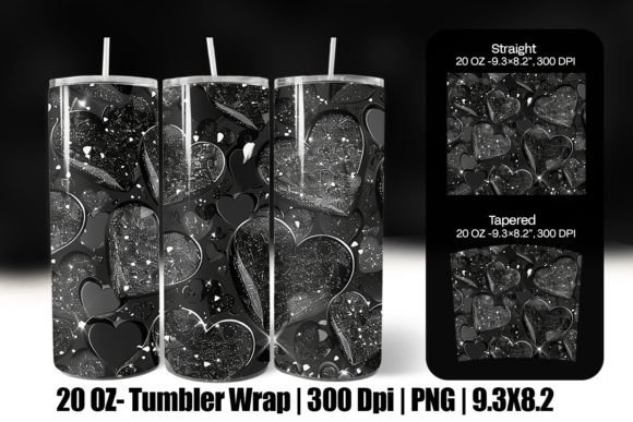 Download Black Valentine Heart Tumbler Wrap Png - Tumbler Collection