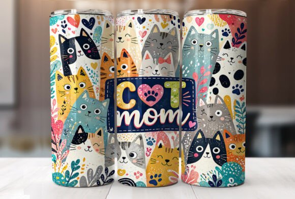 Download Cute Cat Mom 20 Oz Tumbler Sublimation - Tumbler Collection