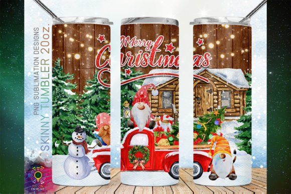 Download Gnome Red Truck Christmas Tumbler Png - Tumbler Collection