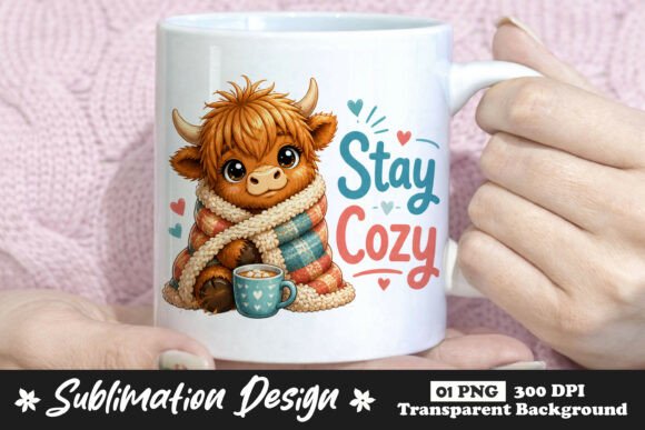 Download Stay Cozy Highland Cow Sublimation PNG - Sublimation png Collection
