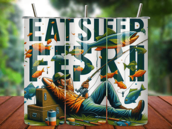 Download Eat Sleep Fish Repeat Tumbler Wrap V.3 - Tumbler Collection