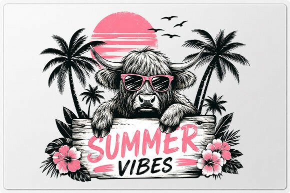 Download Highland Cow Summer Vibes PNG - Highland cow summer Collection