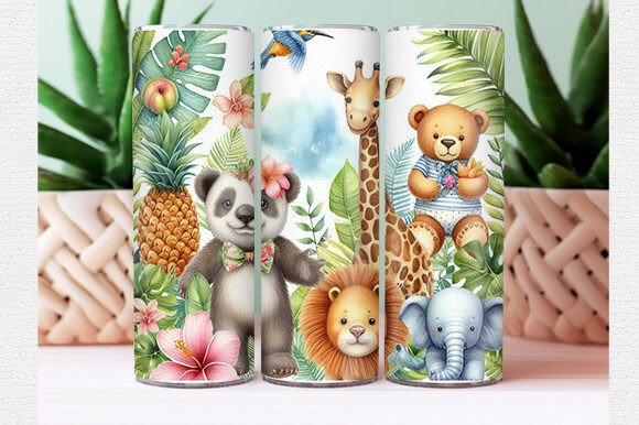Download Watercolor Tropical Animal Tumbler Wrap - Tumbler Collection