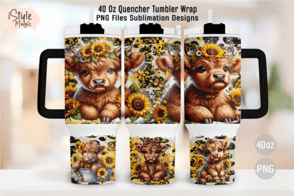 Download Highland Cow Sunflowers 40 Oz Tumbler - Tumbler Collection