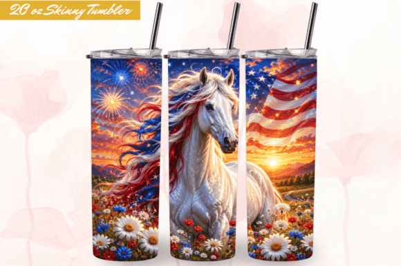 Download Patriotic Horse Sunset USA Tumbler Wraps - Tumbler Collection
