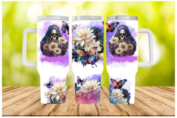 Download 40oz Quencher Tumbler Wrap Gothic Skulls - Tumbler Collection