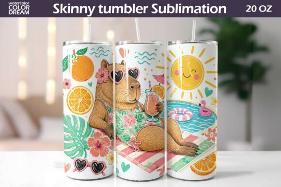Download Summer Capybara Tumbler Wrap - Tumbler Collection