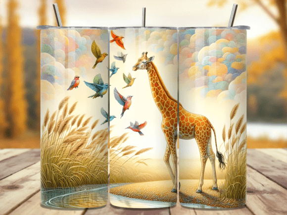 Download Colorful Bird Giraffe Tumbler Wrap - Tumbler Collection