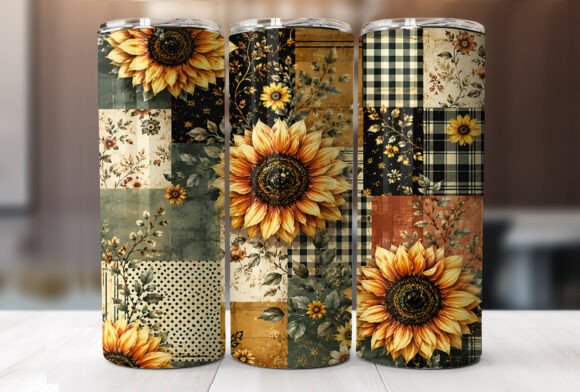 Download Rustic Sunflower Plaid 20oz Tumbler Wrap - Tumbler Collection