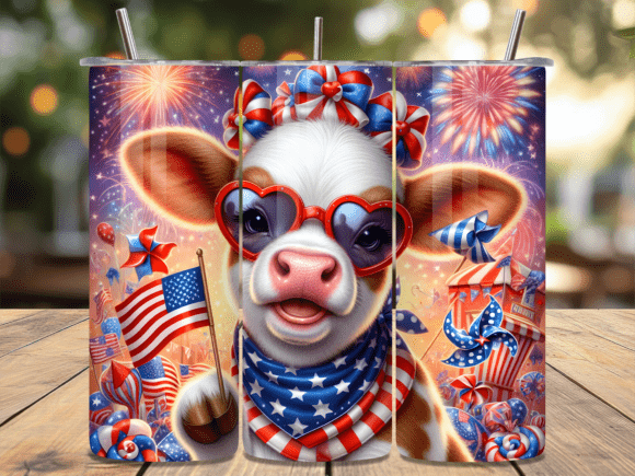 Download Cow American Flag July 4th Tumbler Wrap - Tumbler Collection