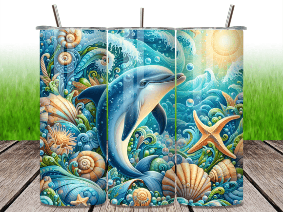 Download Tropical Dolphin Coral Reef Tumbler Wrap - Tumbler Collection
