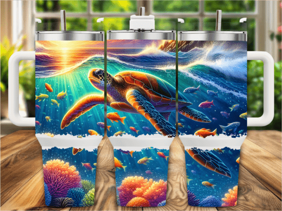 Download Ocean Wave Sea Turtle 40oz Tumbler Wrap - Tumbler Collection