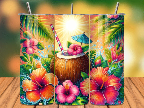 Download Tropical Coconut Hibiscus Tumbler Wrap - Tumbler Collection